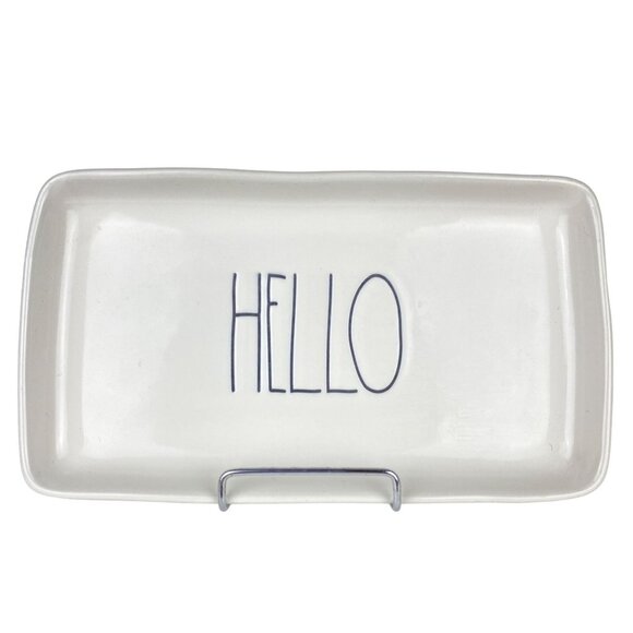 Rae Dunn Artisan Collection "Hello" Ceramic Rectangular Tray 10" X 5" White - Picture 8 of 8